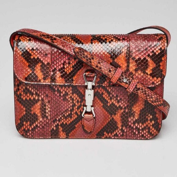 Gucci Orange/Black Python Soft Jackie Convertible Crossbody Bag - Picture 1 of 10